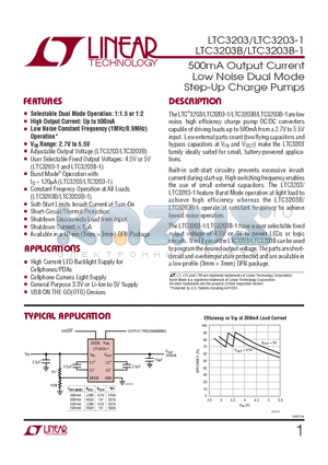 LTC3203EDD-1 datasheet - 500mA Output Current Low Noise Dual Mode Step-Up Charge Pumps