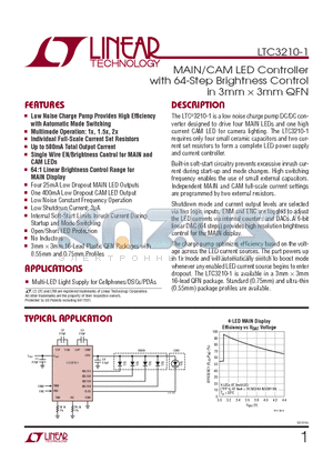 LTC3210EPD-1-TRPBF datasheet - MAIN/CAM LED Controller with 64-Step Brightness Control in 3mm  3mm QFN