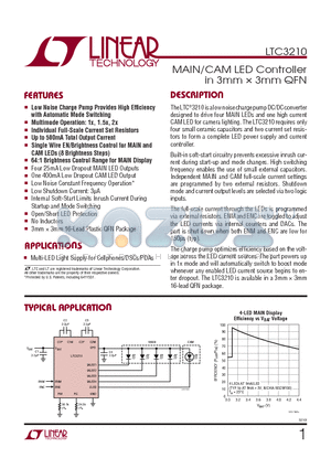 LTC3210EUD datasheet - MAIN/CAM LED Controller in 3mm  3mm QFN