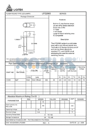 LFG2060 datasheet - FLASH ROUND TYPE LED LAMPS