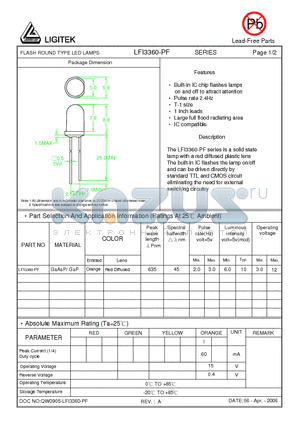 LFI3360-PF datasheet - FLASH ROUND TYPE LED LAMPS