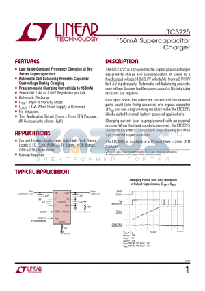 LTC3225EDDB-TRMPBF datasheet - 150mA Supercapacitor Charger
