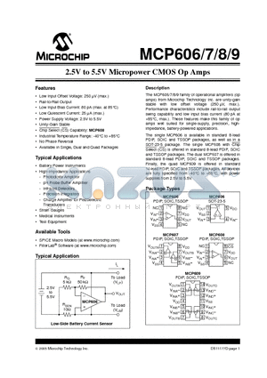 MCP606TI/P datasheet - 2.5V TO 5.5V MICROPOWER CMOS OP AMPS