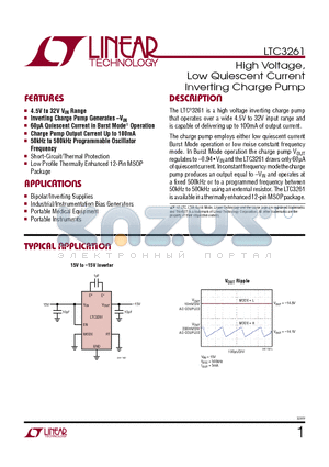 LTC3261 datasheet - High Voltage, Low Quiescent Current