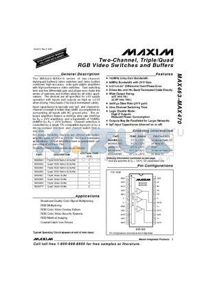 MAX463ENG datasheet - Two-Channel, Triple/Quad RGB Video Switches and Buffers