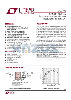 LTC3405ES6 datasheet - 1.5MHz, 300mA Synchronous Step-Down Regulator in ThinSOT