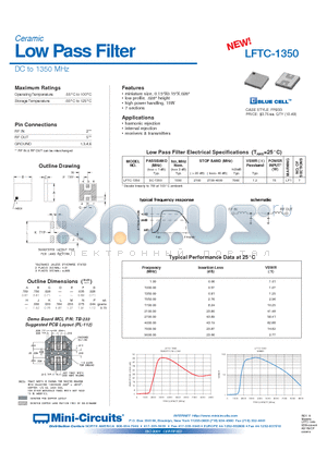 LFTC-1350 datasheet - Low Pass Filter(DC to 1350 MHz)