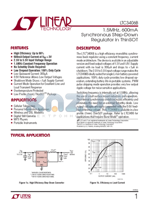 LTC3406BES5-1.5 datasheet - 1.5MHz, 600mA Synchronous Step-Down Regulator in ThinSOT