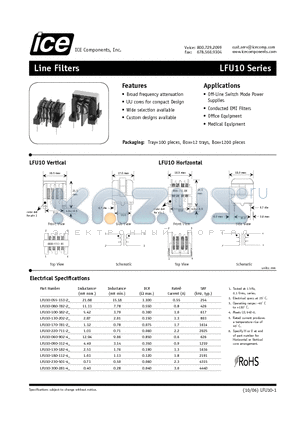 LFU10-130-202-2 datasheet - Line Filters