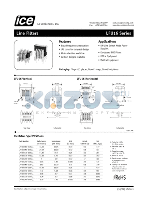 LFU16 datasheet - Line Filters