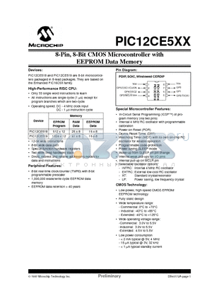 PIC12C671 datasheet - 8-Pin, 8-Bit CMOS Microcontroller with EEPROM Data Memory