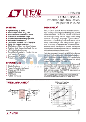 LTC3410BESC6-1.5 datasheet - 2.25MHz, 300mA Synchronous Step-Down Regulator in SC70