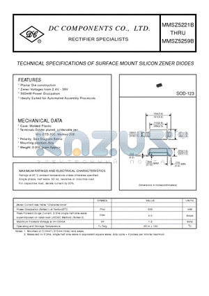MMSZ5221B datasheet - TECHNICAL SPECIFICATIONS OF SURFACE MOUNT SILICON ZENER DIODES