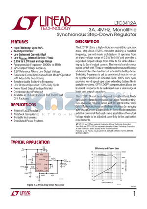 LTC3412AIFE-TRPBF datasheet - 3A, 4MHz, Monolithic Synchronous Step-Down Regulator