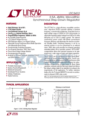 LTC3412EUF datasheet - 2.5A, 4MHz, Monolithic Synchronous Step-Down Regulator