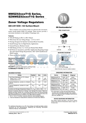 MMSZ5221BT1G datasheet - Zener Voltage Regulators