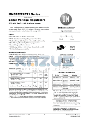 MMSZ5221BT3G datasheet - Zener Voltage Regulators