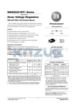 MMSZ5221BT1G datasheet - Zener Voltage Regulators