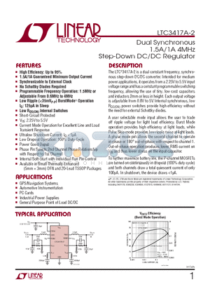 LTC3417AEFE-2-TRPBF datasheet - Dual Synchronous 1.5A/1A 4MHz Step-Down DC/DC Regulator