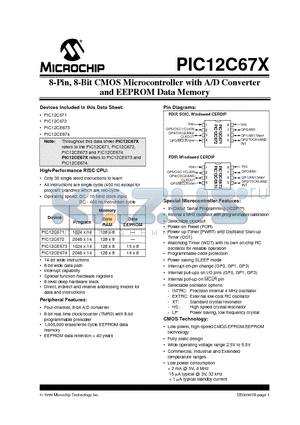 PIC12C672T-04E/P datasheet - 8-Pin, 8-Bit CMOS Microcontroller with A/D Converter