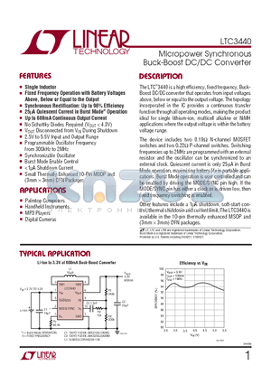 LTC3440EMS datasheet - Micropower Synchronous Buck-Boost DC/DC Converter