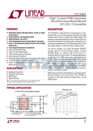 LTC3441EDE datasheet - High Current Micropower Synchronous Buck-Boost DC/DC Converter