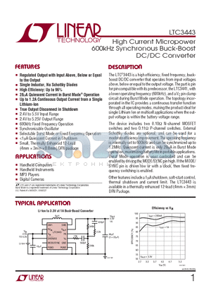 LTC3443EDE datasheet - High Current Micropower 600kHz Synchronous Buck-Boost DC/DC Converter