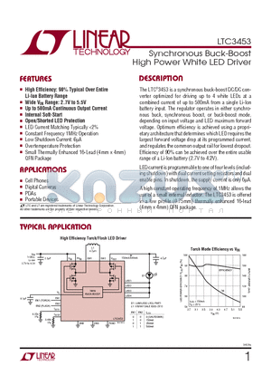 LTC3453 datasheet - Synchronous Buck-Boost High Power White LED Driver