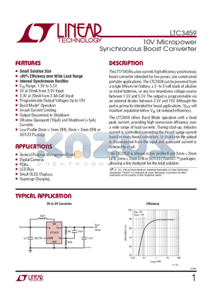 LTC3459EDC-TRPBF datasheet - 10V Micropower Synchronous Boost Converter