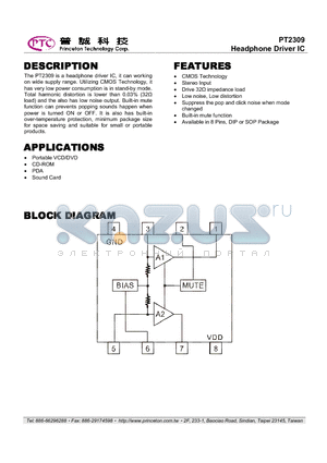 PT2309_09 datasheet - Headphone Driver IC