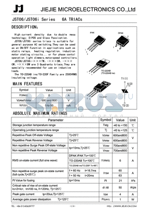 JST06-800BH datasheet - 6A TRIACs