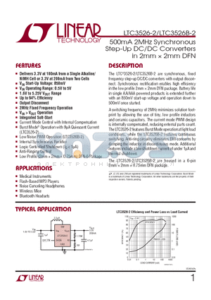 LTC3526BEDC-2-TRPBF datasheet - 500mA 2MHz Synchronous Step-Up DC/DC Converters in 2mm X 2mm DFN