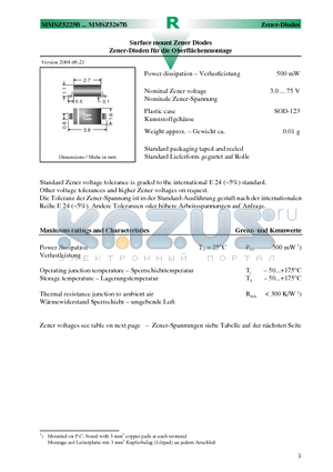 MMSZ5226B datasheet - Surface mount Zener Diodes