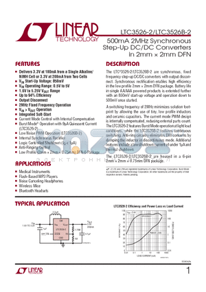 LTC3526-2 datasheet - 500mA 2MHz Synchronous Step-Up DC/DC Converters in 2mm X 2mm DFN