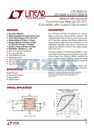 LTC3525ESC6-3.3 datasheet - 400mA Micropower Synchronous Step-Up DC/DC Converter with Output Disconnect