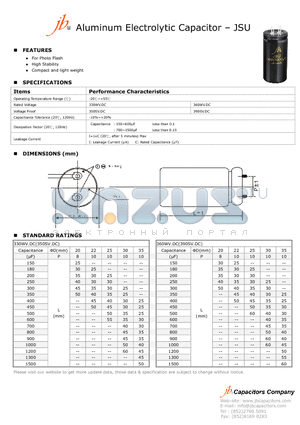 JSU datasheet - Aluminum Electrolytic Capacitor
