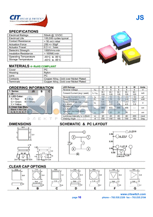 JSYE datasheet - CIT SWITCH