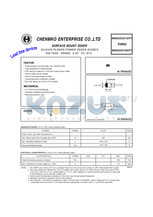 MMSZ5226SPT datasheet - SILICON PLANAR POWER ZENER DIODES