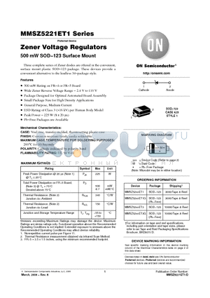 MMSZ5226ET1 datasheet - Zener Voltage Regulators 500 mW SOD−123 Surface Mount