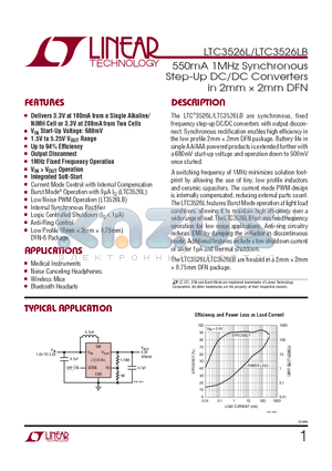 LTC3526LEDC-PBF datasheet - 550mA 1MHz Synchronous Step-Up DC/DC Converters in 2mm  2mm DFN