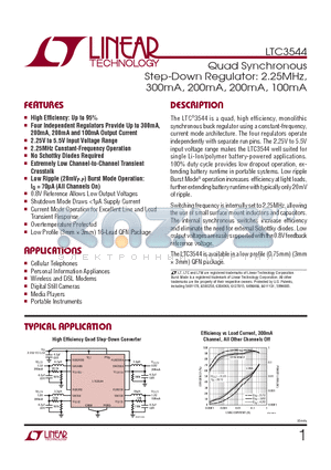 LTC3544 datasheet - Quad Synchronous Step-Down Regulator: 2.25MHz, 300mA, 200mA, 200mA, 100mA