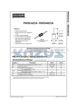P6KE100A datasheet - 600 Watt Transient Voltage Suppressors