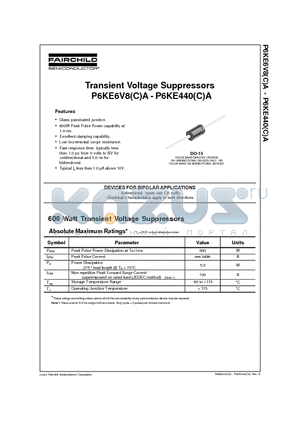 P6KE100A datasheet - Transient Voltage Suppressors P6KE6V8(C)A - P6KE440(C)A