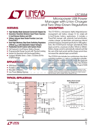 LTC3554 datasheet - Micropower USB Power Manager with Li-Ion Charger and Two Step-Down Regulators