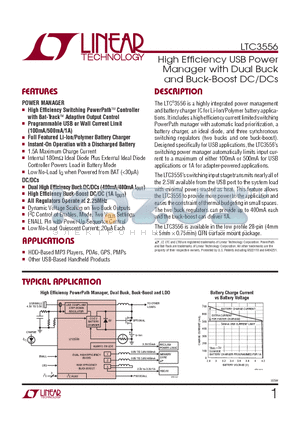 LTC3556EUFD-TRPBF datasheet - High Effi ciency USB Power Manager with Dual Buck and Buck-Boost DC/DCs