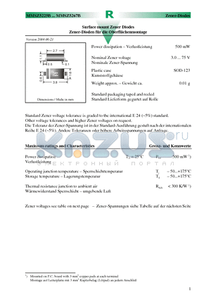 MMSZ5229B datasheet - Surface mount Zener Diodes