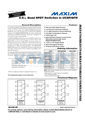 MAX4754_07 datasheet - 0.5Y, Quad SPDT Switches in UCSP/QFN