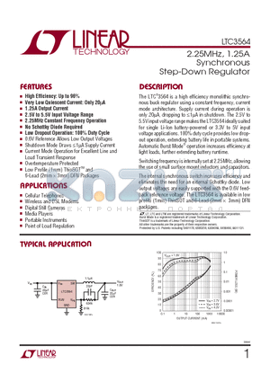 LTC3564EDCB-TRPBF datasheet - 2.25MHz, 1.25A Synchronous Step-Down Regulator