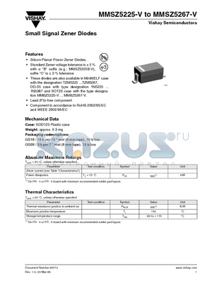 MMSZ5230 datasheet - Small Signal Zener Diodes