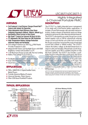 LTC3577 datasheet - Highly Integrated 6-Channel Portable PMIC